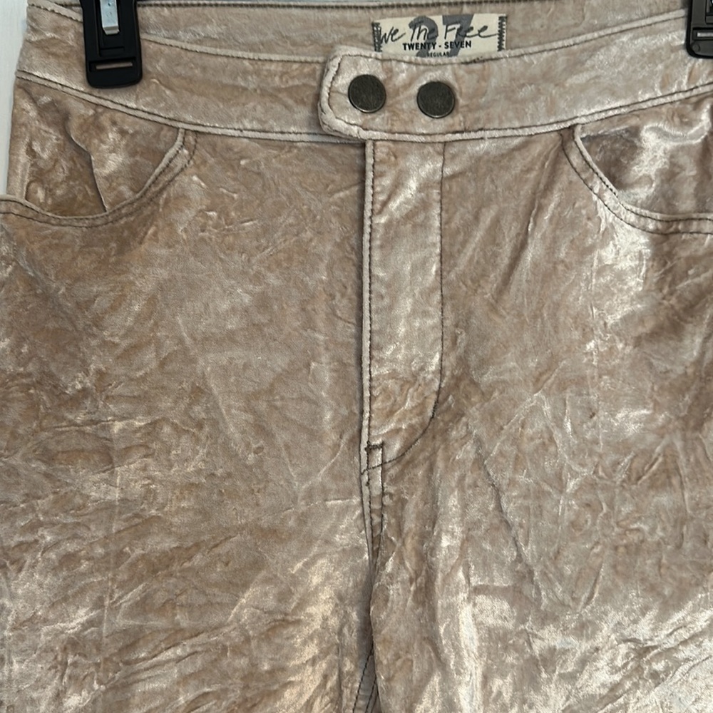 We the Free beige crushed velvet soft as silk pants in original condition.